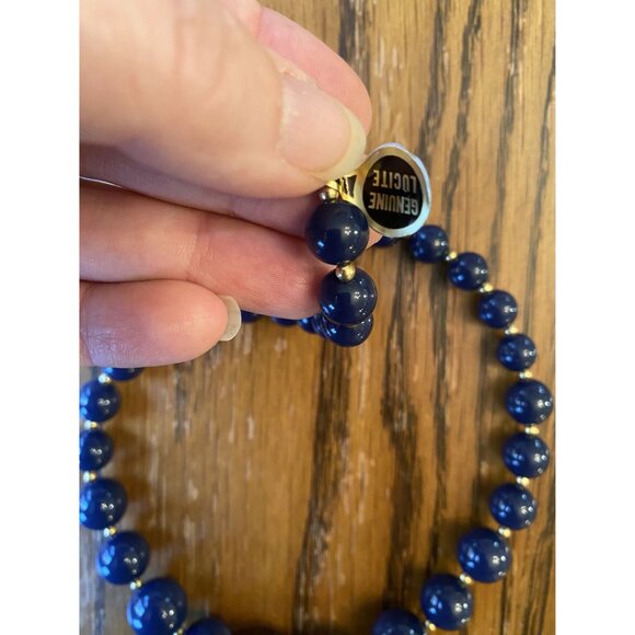 Vintage Navy Blue Genuine Lucite Beaded Necklace - Picture 2 of 3